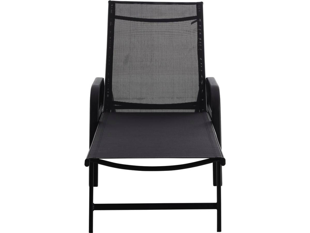 Lot de 2 Bains de soleil en métal avec accoudoirs "Farniente" - Noir