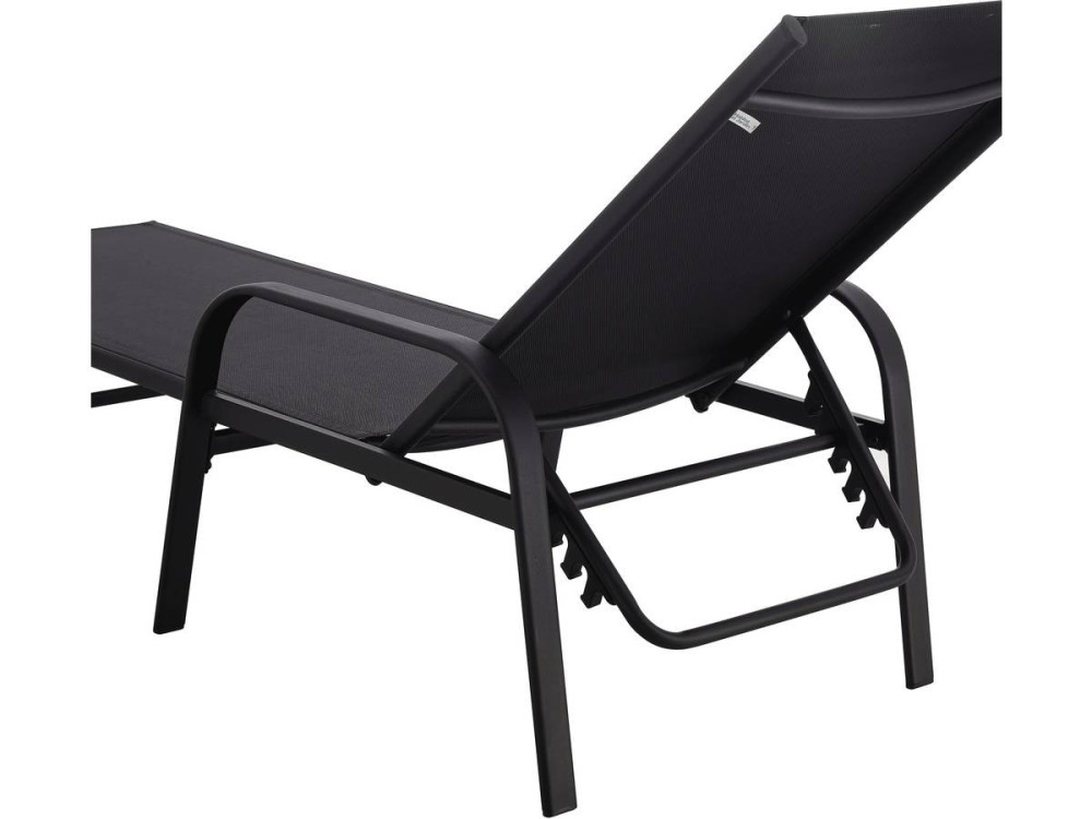 Lot de 2 Bains de soleil en métal avec accoudoirs "Farniente" - Noir