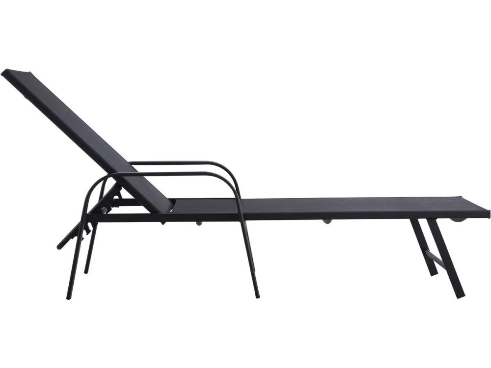 Lot de 2 Bains de soleil en métal avec accoudoirs "Farniente" - Noir