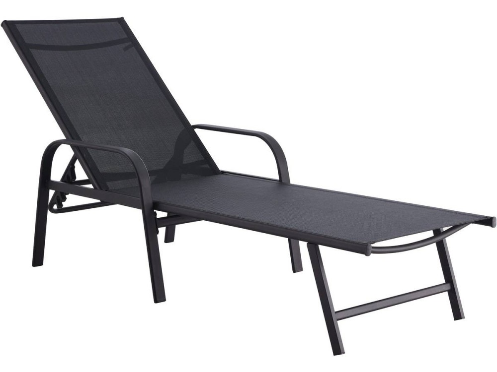 Lot de 2 Bains de soleil en métal avec accoudoirs "Farniente" - Noir