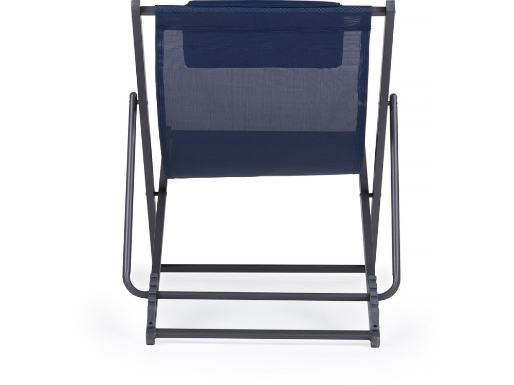 Lot de 2 Chiliennes métal en textilene - Avec têtière - Bleu nuit