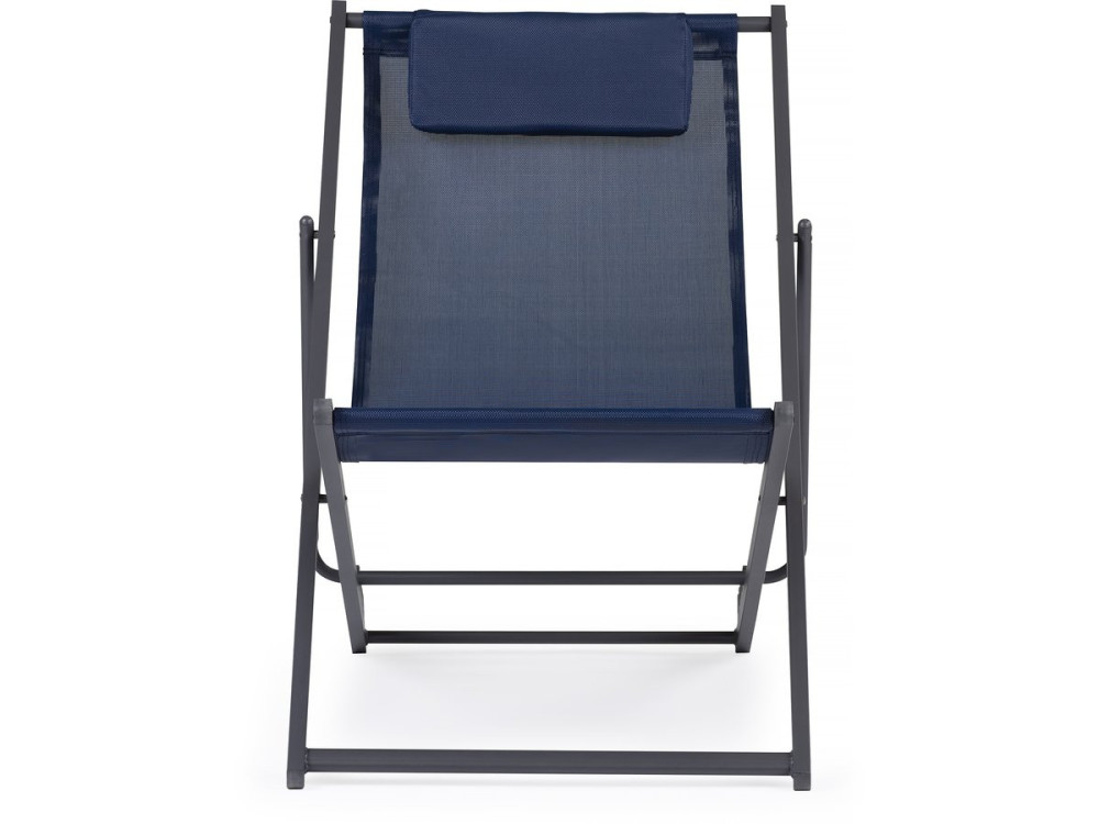 Lot de 2 Chiliennes métal en textilene - Avec têtière - Bleu nuit