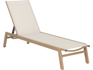 Bain de soleil en aluminium imitation bois  "Elysia" - Ecru