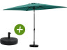 Parasol jardin "Sol 2" - Rectangle - 2 x 3 m - Vert + Dalles à lester incluses