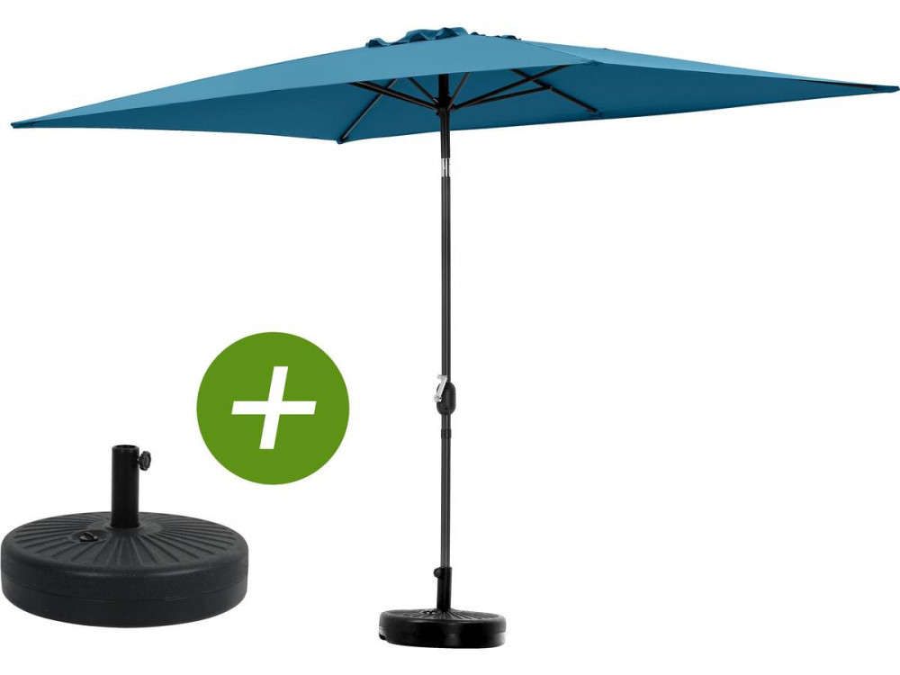 Parasol jardin "Sol 2" - Rectangle - 2 x 3 m - Bleu + Dalles à lester incluses