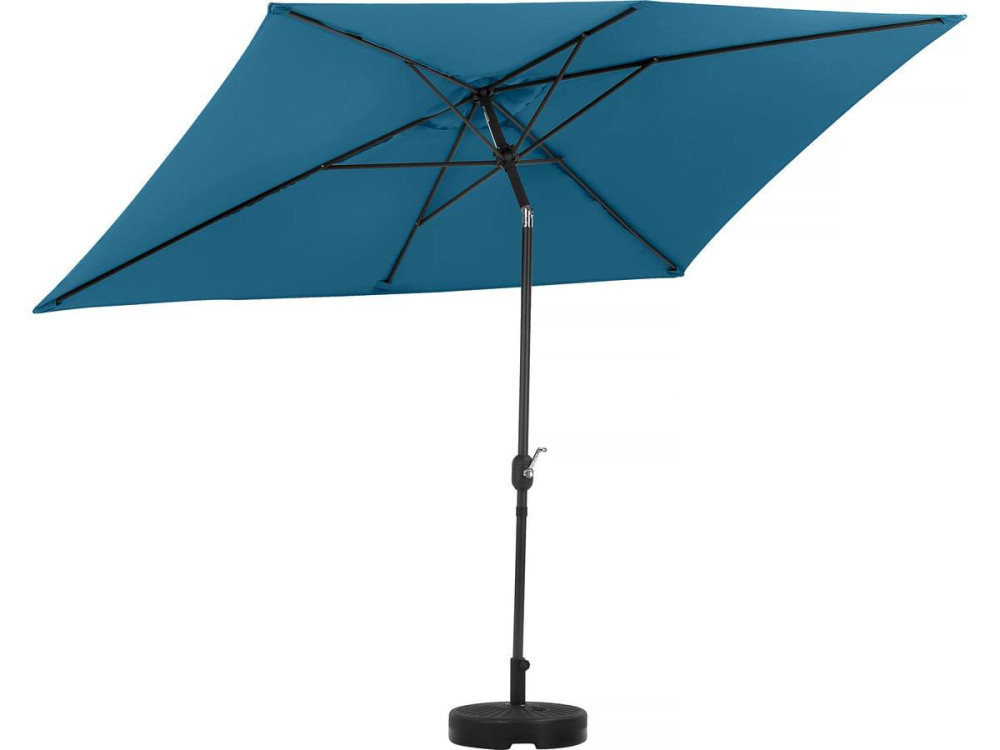 Parasol jardin "Sol 2" - Rectangle - 2 x 3 m - Bleu + Dalles à lester incluses