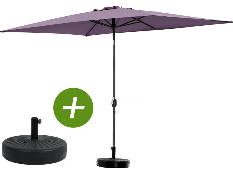 Parasol jardin "Sol 2" - Rectangle - 2 x 3 m - Violet + Dalles à lester incluses