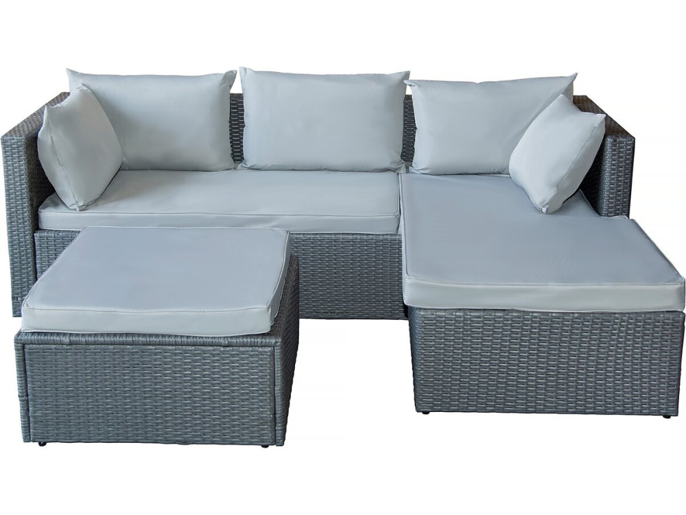 Salon de jardin bas en résine tressée "Diya" 3 places - Gris clair