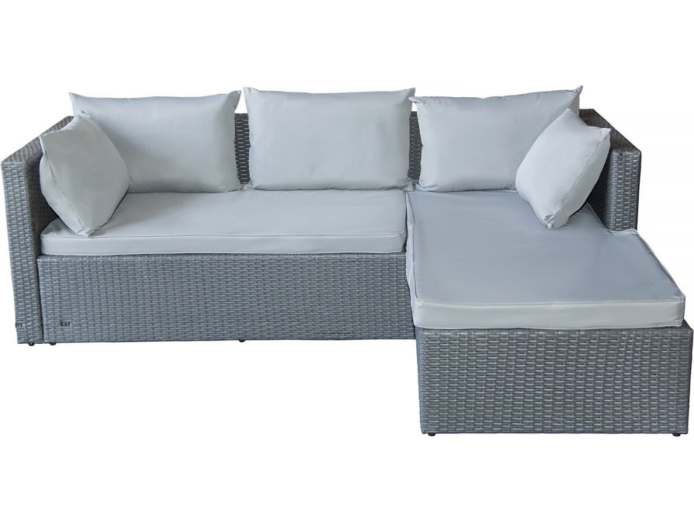 Salon de jardin bas en résine tressée "Diya" 3 places - Gris clair