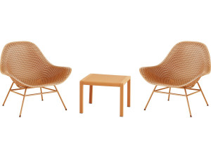 Lot de 2 fauteuils de jardin avec table basse "Soléna" - Orange