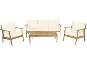 Salon de jardin en bois d'acacia avec coussins "Chilwell" - 5 places - Beige
