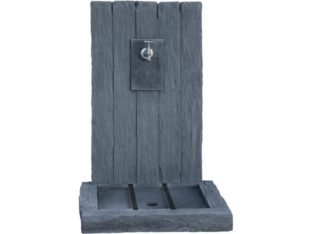 Fontaine "ARDOISE" - en pierre reconstituée - 59 x 44 x 87 cm - Gris