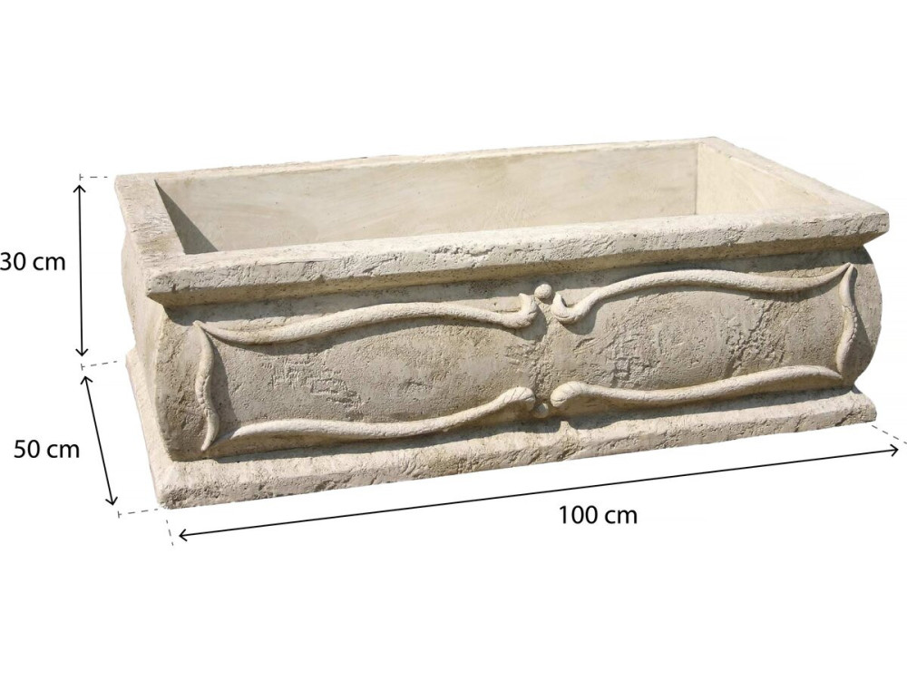 Grande jardinière "Verone - en pierre - 50 x 100 x 30 cm