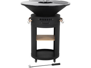 Barbecue plancha brasero à charbon et bois "Cesar premium" - Ø 81 cm - Noir