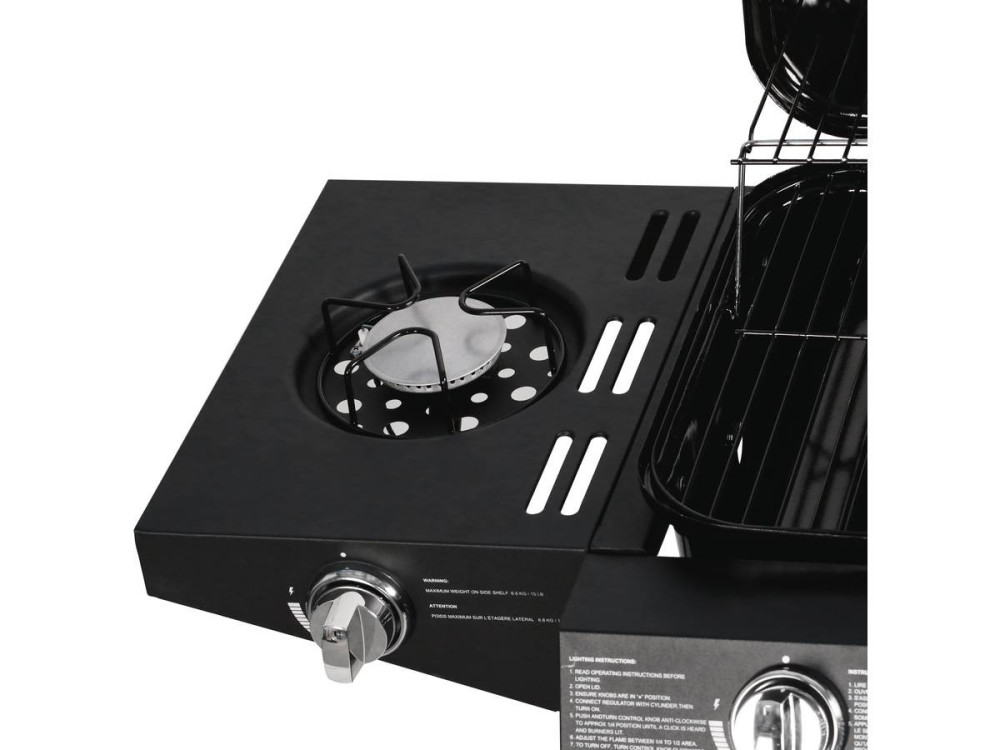 Barbecue gaz "Festa 5" - 5 brûleurs dont 1 latéral - 12.9 Kw- Noir