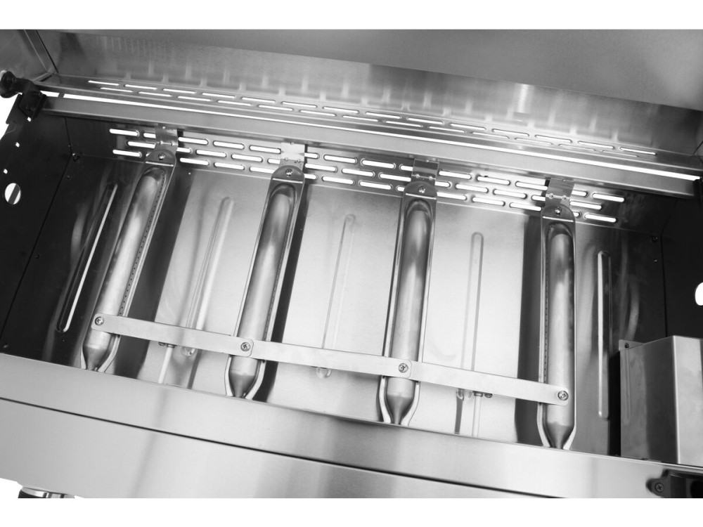 Plancha à gaz en inox avec 4 bruleurs et couvercle "Fasto" - 10 kw - Gris