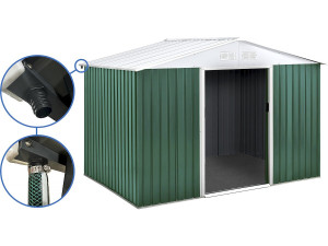 Abri de jardin métal - "Rosas " - 7,06 m² avec gouttière - Vert