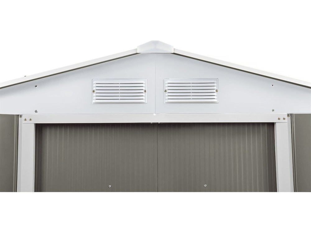 Abri jardin métal "Dallas" - 5,29 m² avec panneaux solaires - Taupe