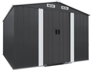Abri de jardin métal avec porte coulissante "Boston" - 8 m² - Gris