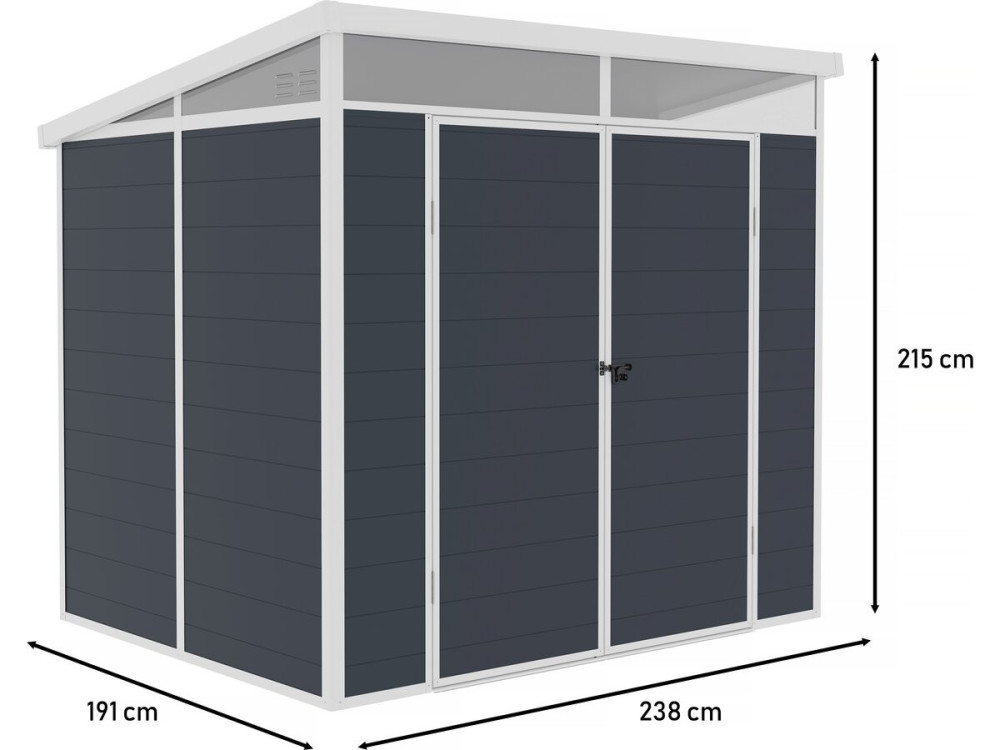 Abri de jardin "Detroit" en résine - Gris - 4.54m² - 1.91 x 2.38 m