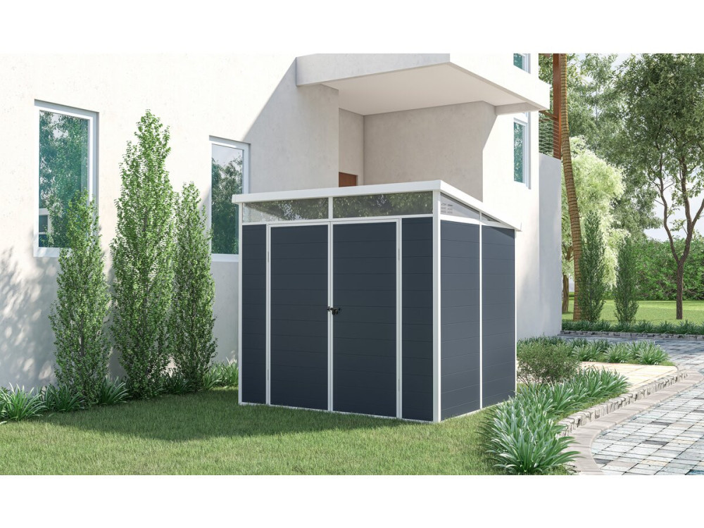 Abri de jardin "Detroit" en résine - Gris - 4.54m² - 1.91 x 2.38 m