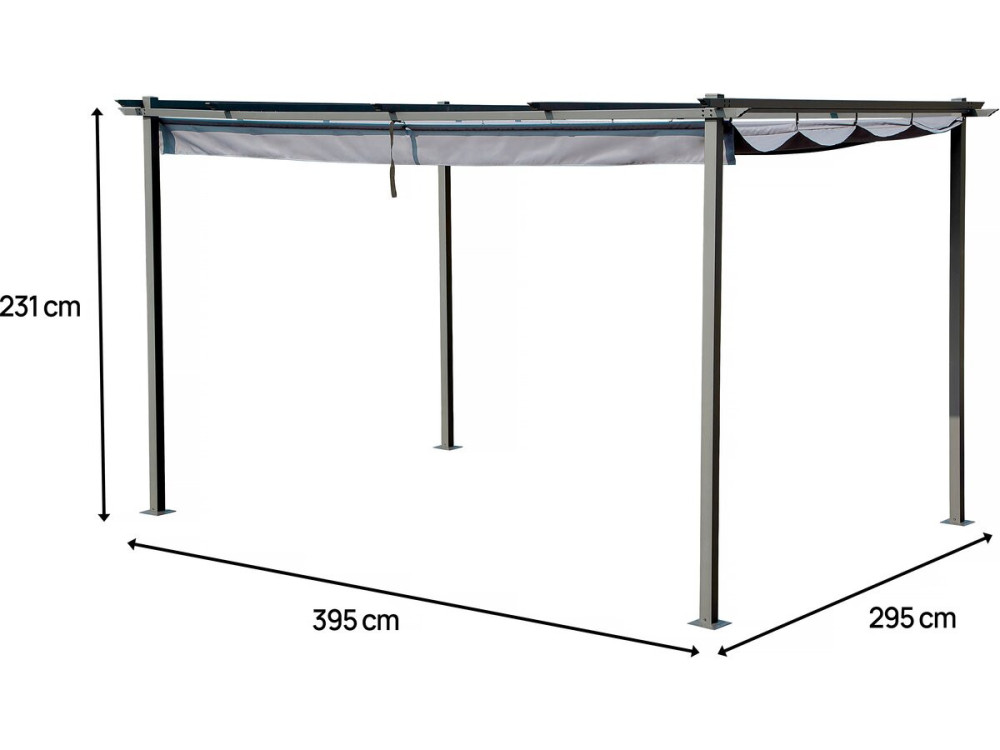 Pergola en métal avec toit rétractable - 3 x 4 m - Gris anthracite