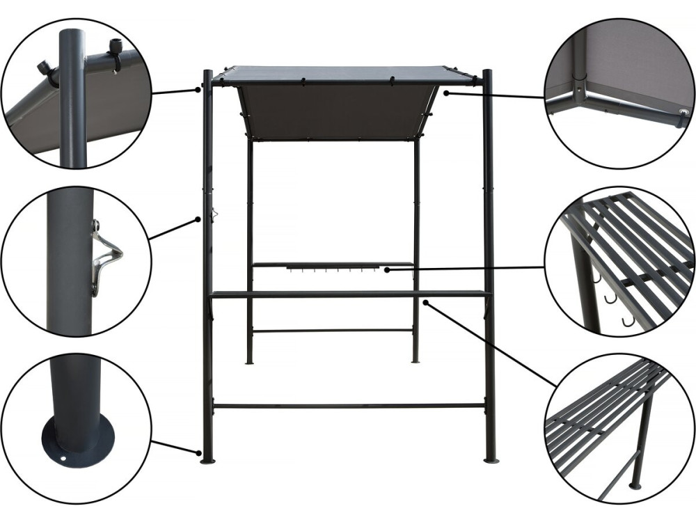 Pergola tonnelle pour barbecue - 277 x 149 cm - Anthracite