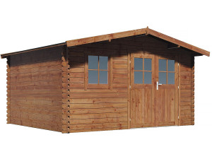 Abri de jardin en bois traité marron autoclave "Valmont" - 14 m² -28 mm