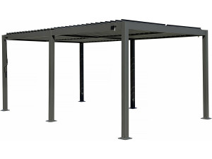 Pergola bioclimatique autoportante en aluminium "Kensington" - 3 x 5 m - Gris