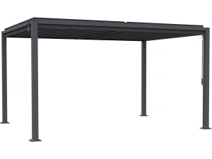 Pergola bioclimatique autoportante avec lames orientables "Howard" - 3 x 4 m - Gris