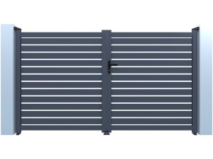 Portail semi-ajouré en aluminium "Julien"- 340 x 140 cm - Gris