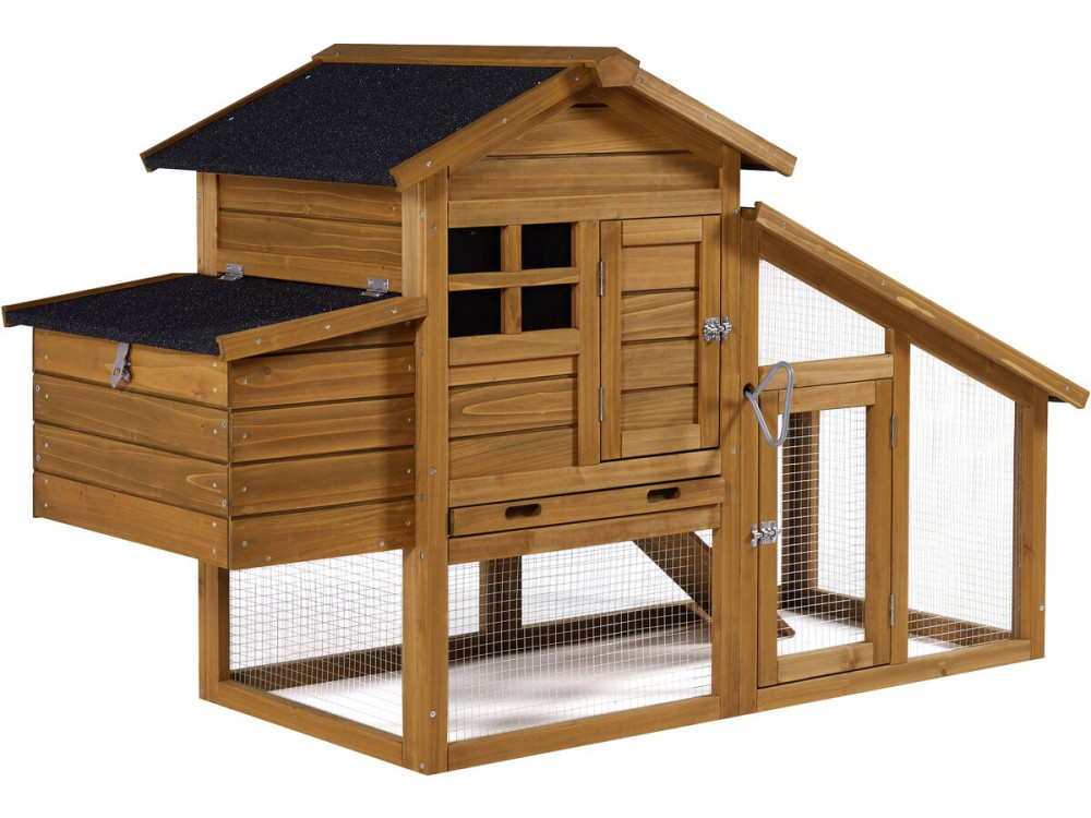 Poulailler avec pondoir en bois "Clochette" - Marron