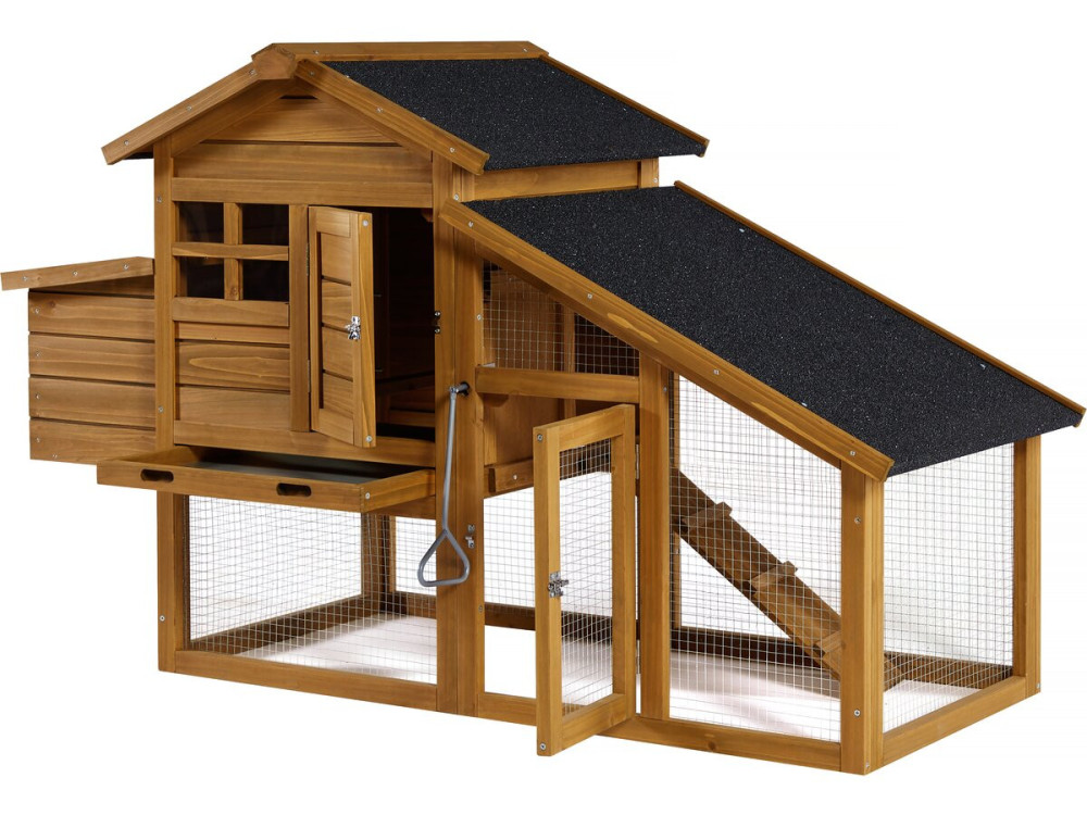 Poulailler avec pondoir en bois "Clochette" - Marron