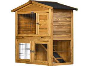 Clapier poulailler en bois "Noisette" - 102 x 55 x 100 cm - Marron