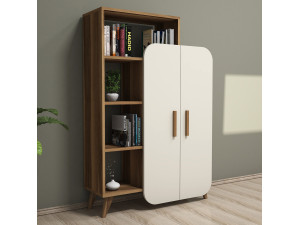 Meuble avec étagère en bois "Form" - 90 x 32 x 132 cm - Crème de noix 2