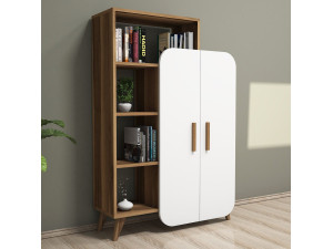 Bibliothèque en bois "Form" 90 x 32 x 132 cm - Noyer 2
