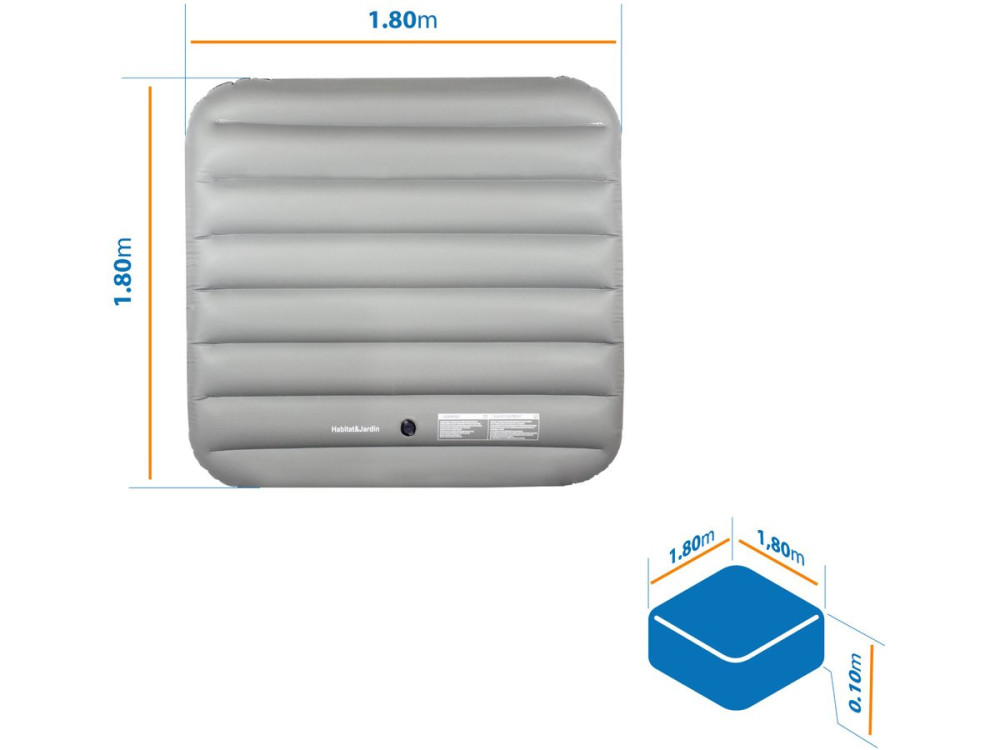 Couverture gonflable pour - 134 x 134 cm - Grise