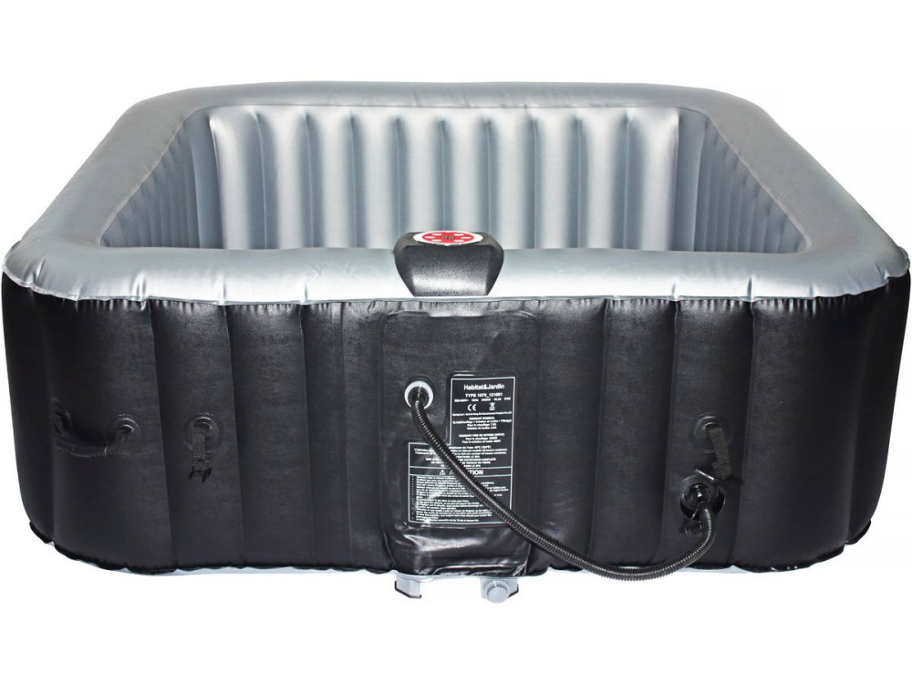 Spa gonflable avec cercle flottant LED "Nice" - 6 places - Gris/Noir