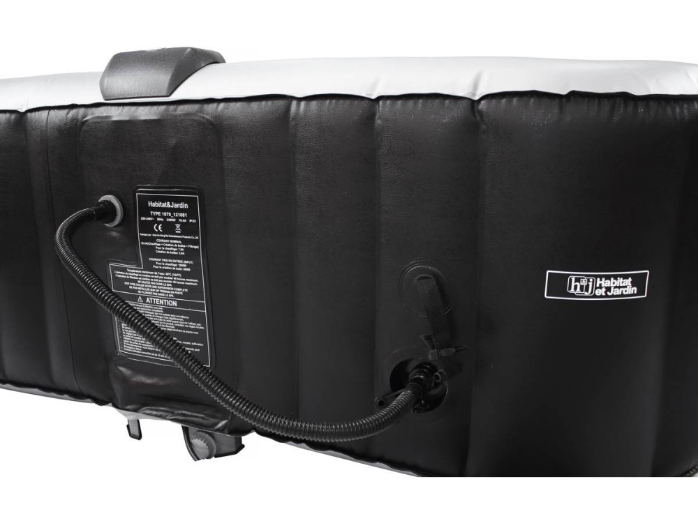 Spa gonflable avec cercle flottant LED "Nice" - 6 places - Gris/Noir