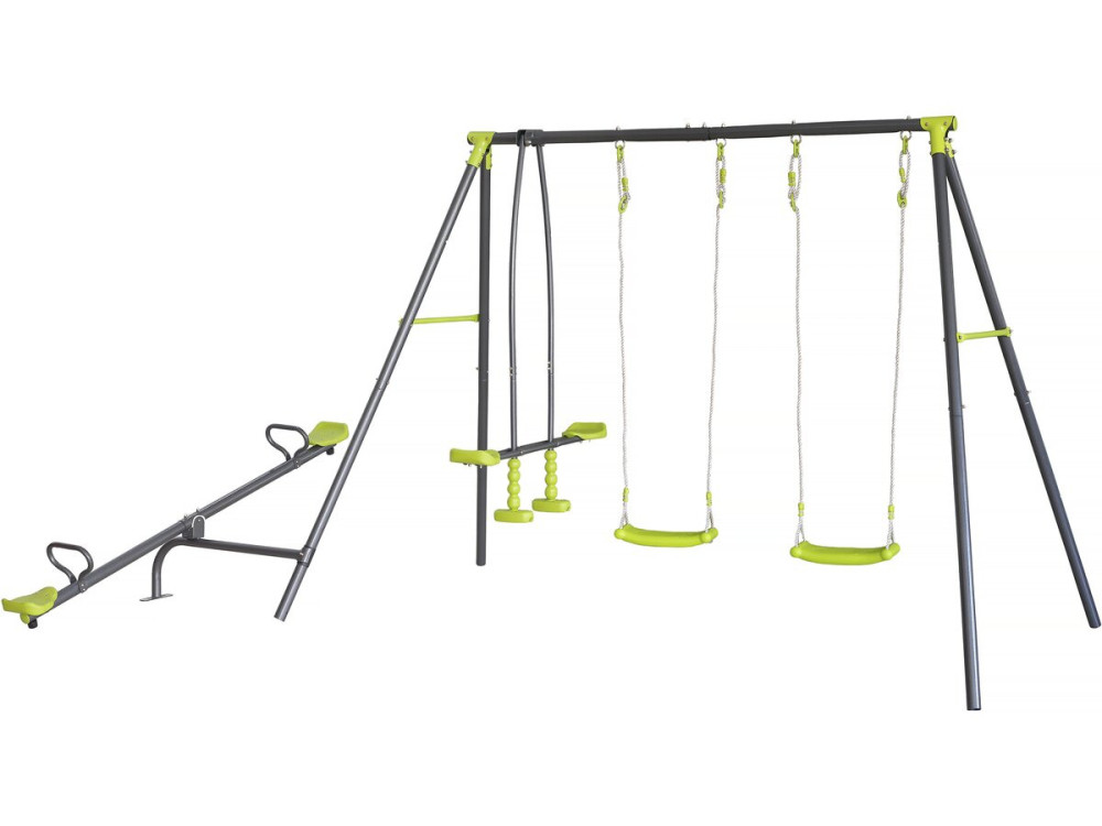 Portique de jeu en métal avec balançoire à bascule "Basile" - 4 agrès - Vert