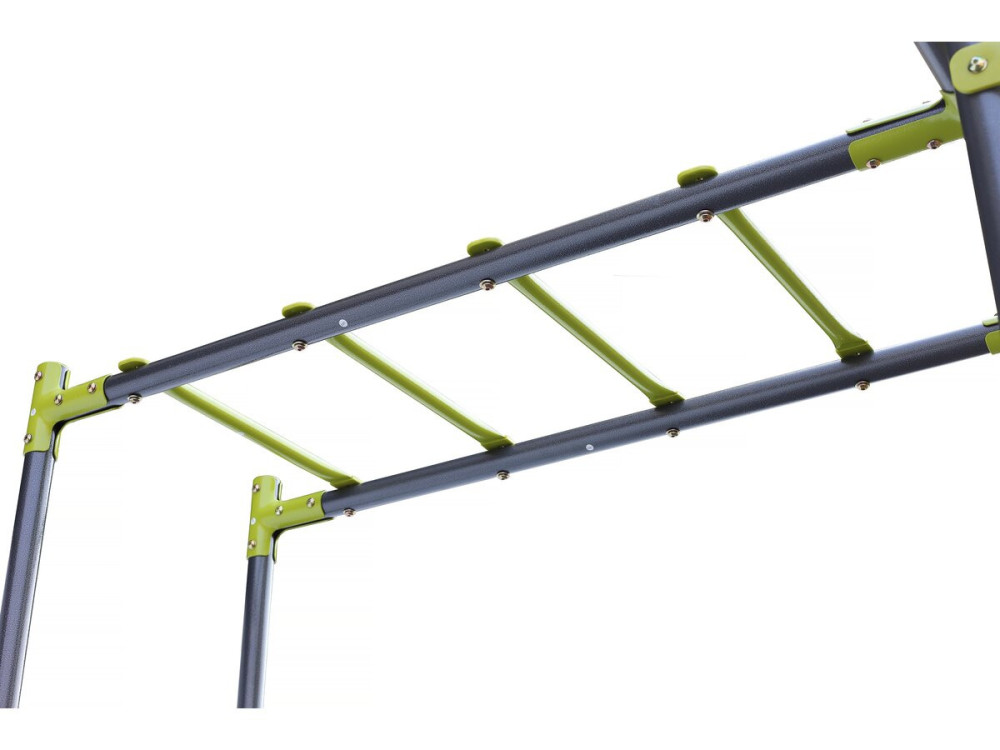 Aire de jeu portique en métal avec toboggan et bac a sable "Lucien" - Vert