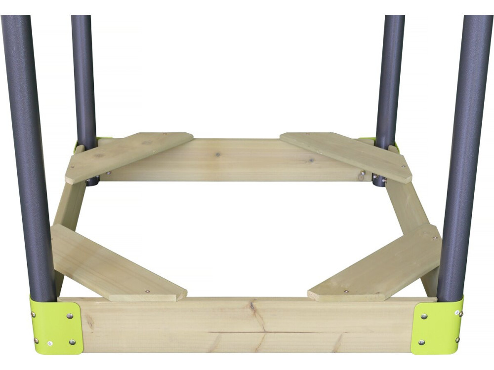 Aire de jeu portique en métal avec toboggan et bac a sable "Lucien" - Vert