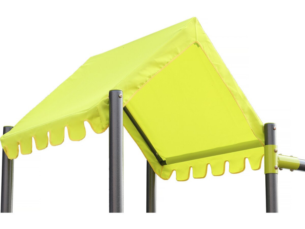 Aire de jeu portique en métal avec toboggan et bac a sable "Lucien" - Vert