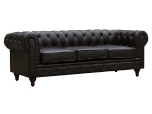 Canapé fixe Chesterfield "Aliza" - 204 x 80 x 58 cm - 3 places - Marron