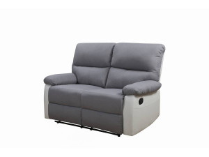 Canapé relax "Lincoln" - 147 x 89 x 103 cm - 2 places - Blanc / gris clair