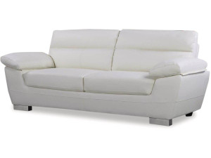 Canapé fixe en cuir reconstitué et PVC "Dallas" - 210 X 88 X 90 cm - 3 places - Blanc