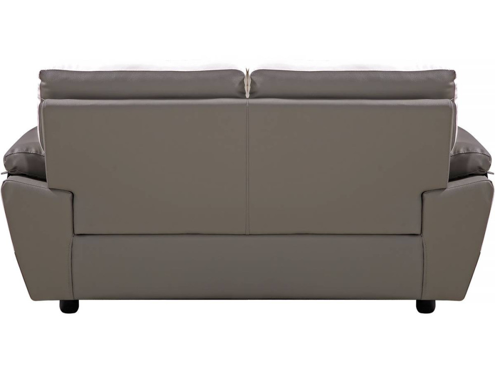 Canapé fixe en cuir reconstitué et PVC " Dallas" - 169 x 88 x 90 cm - 2 places - Gris/Blanc