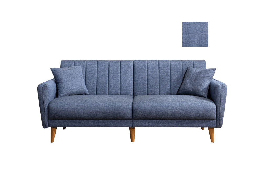 Canapé-lit 3 places en tissu "Aqua" 205 x 85 x 85 cm - Bleu foncé