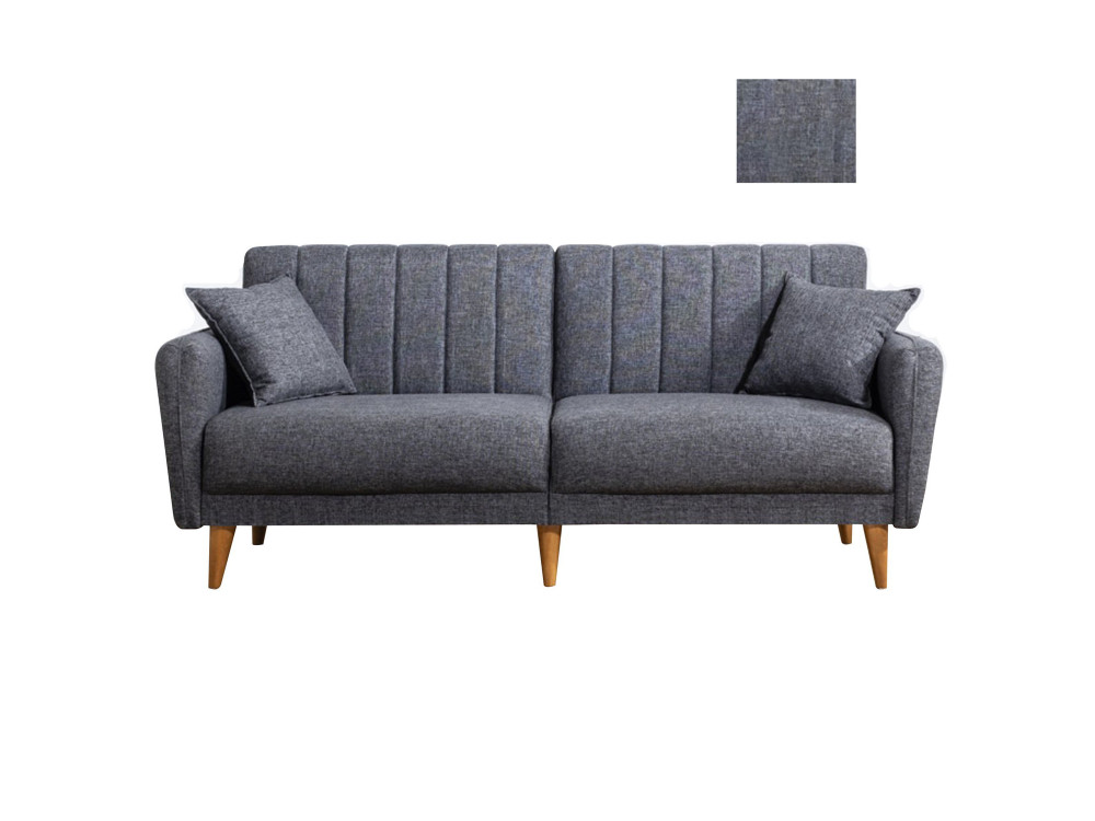 Canapé-lit 3 places en tissu "Aqua" 205 x 85 x 85 cm - Gris foncé
