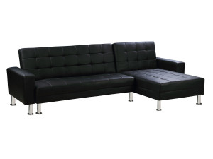 Canapé d'angle convertible et réversible "Theo" - 260 x 82/144 x 81 cm - 4 places - Noir
